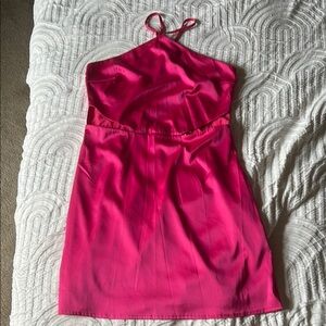 Pink Satin Halter Dress
